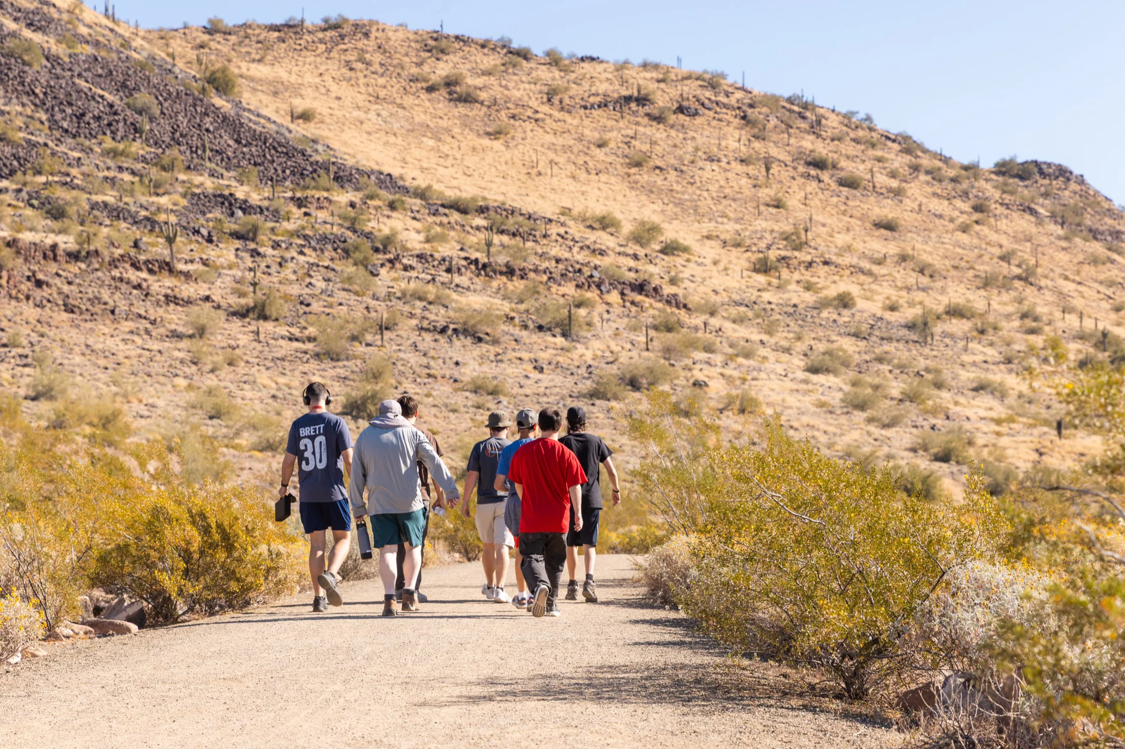Residents and volunteers on a trail outing